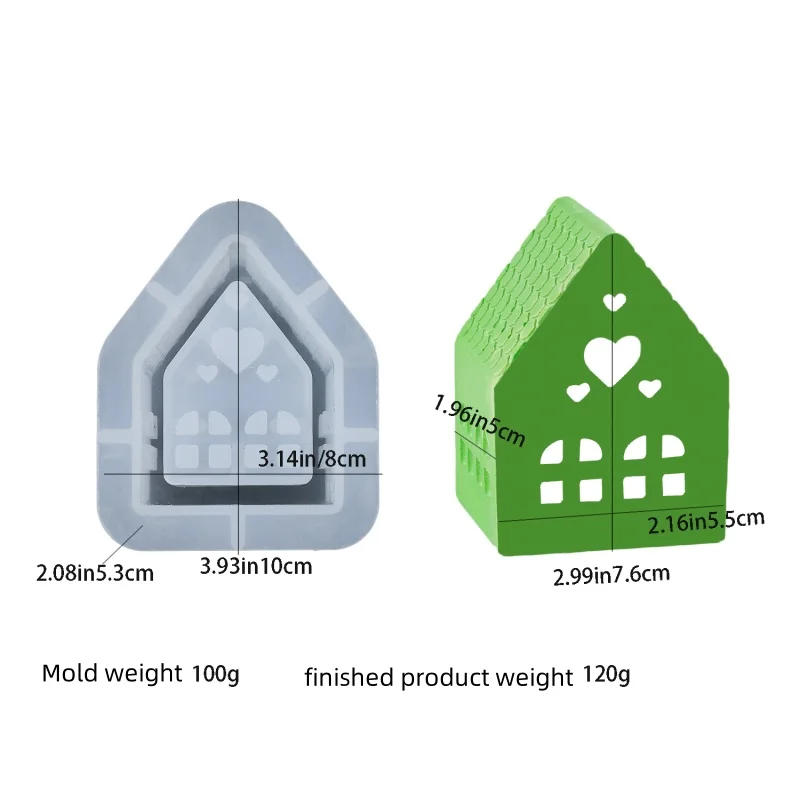 Description Picture 4 of itemDIY Small House Candle Holder Silicone Mold Candle Base Gypsum Ornament Resin Epoxy Mold Home Crafts Decoration Storage Tools