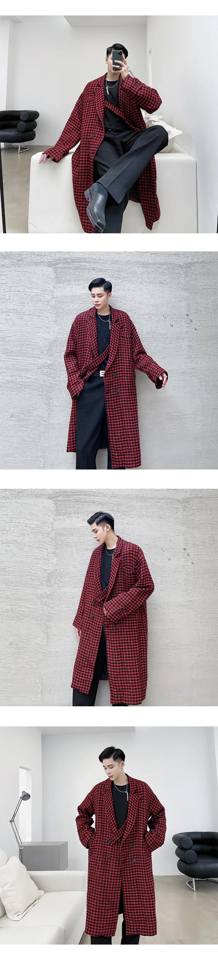 Description Picture 3 of itemMen Winter Autumn Coats Long Jackets Men Slim Fit Casual Wool Blends Business Casual Trench Thicker Warm Long Coats Size  H68