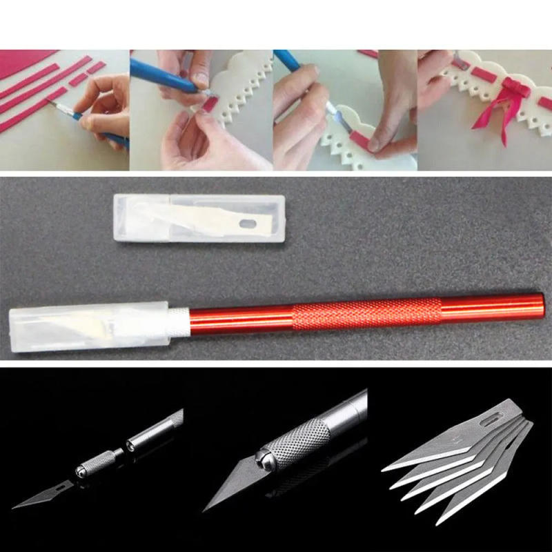 Description Picture 5 of item1pc Metal Handle Non-Slip Knife With 6Pcs Blade Scalpel Cutter Engrave Multi-color Baking Pastry Tools