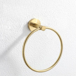 Gold Metal Towel Ring Circular Towel Rack Wall Storage Rack Hand Towel Holder Towel Bar Bathroom Shelf Coat Hanger Organizer