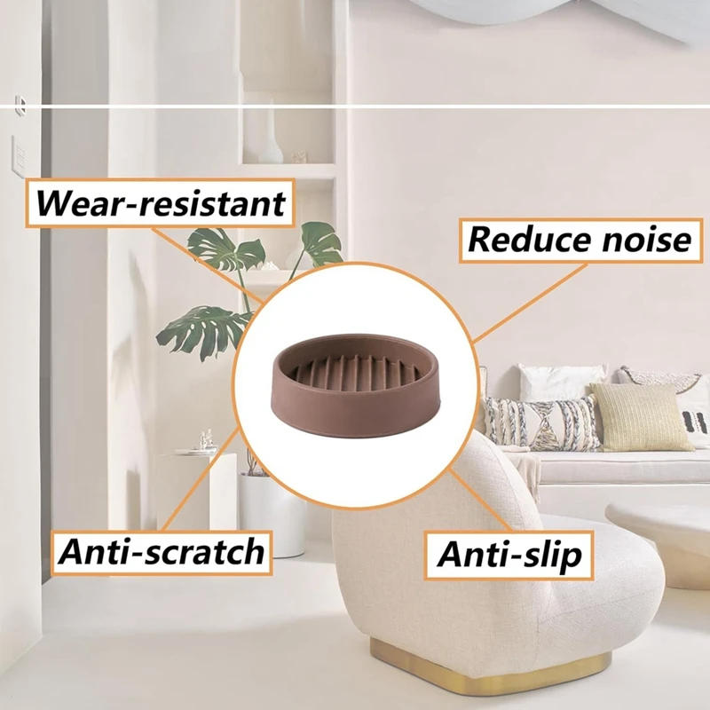 Description Picture 4 of item4Pcs Round Rubber Furniture Caster Cups, Anti-Sliding Furniture Pads Bed Stopper Floor Protectors