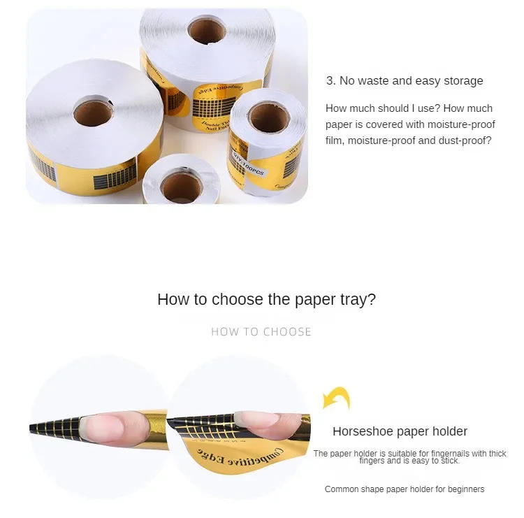 Description Picture 6 of item100/500Pc French Nail Form Tips Acrylic UV Gel Extension Curl Form Nail Gel Sticker Art Guide Mold Manicure Stencil Acrylic Tool