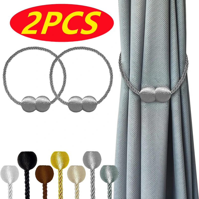 Description Picture 2 of item2PCS Magnetic Ball Curtain Tiebacks Tie Rope Accessory Rods Accessoires Backs Holdbacks Buckle Clips Hook Holder Home Decor 2023