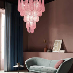 French Design Pink Glass E14 LED Pendant Lights Gold Silver Elegant Hanging Lamps Suspension Luminaire Lampen For Living Room