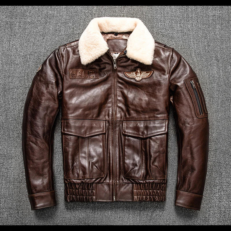 Description Picture 4 of itemTcyeek Men's Genuine Leather Jackets Short Slim Cow Leather Coat Male Clothing Autumn Winter Cotton Coats Chaquetas Hombre LM573