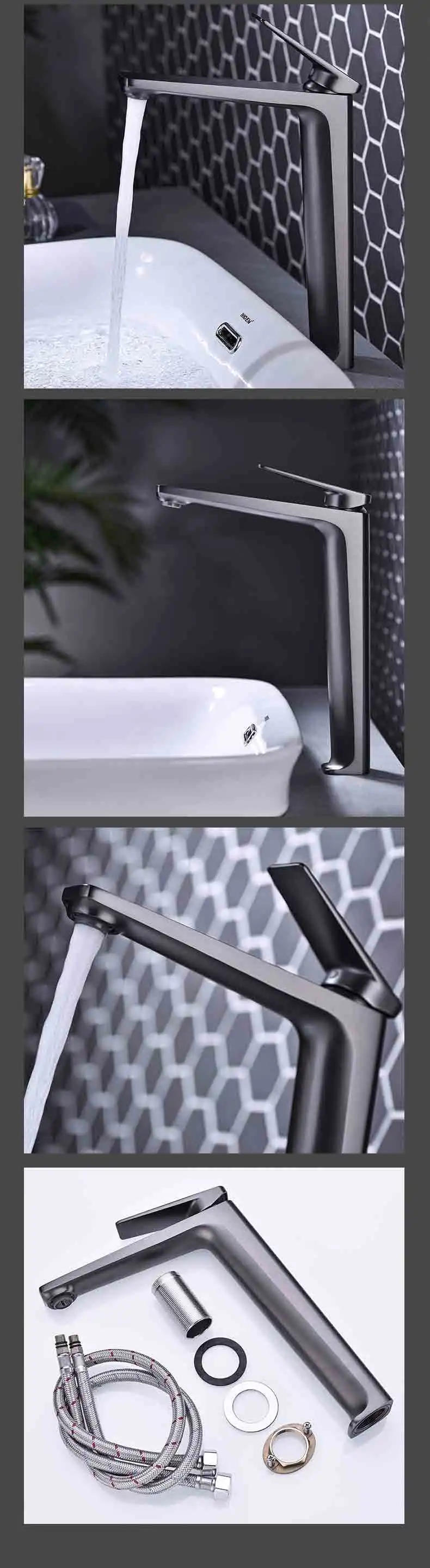 Description Picture 3 of itemModern Fashion Design Brushed Gold Countertop Basin Sink Faucet Hot & Cold Water Mixer Metal Tap Bathroom Decorating Accessories