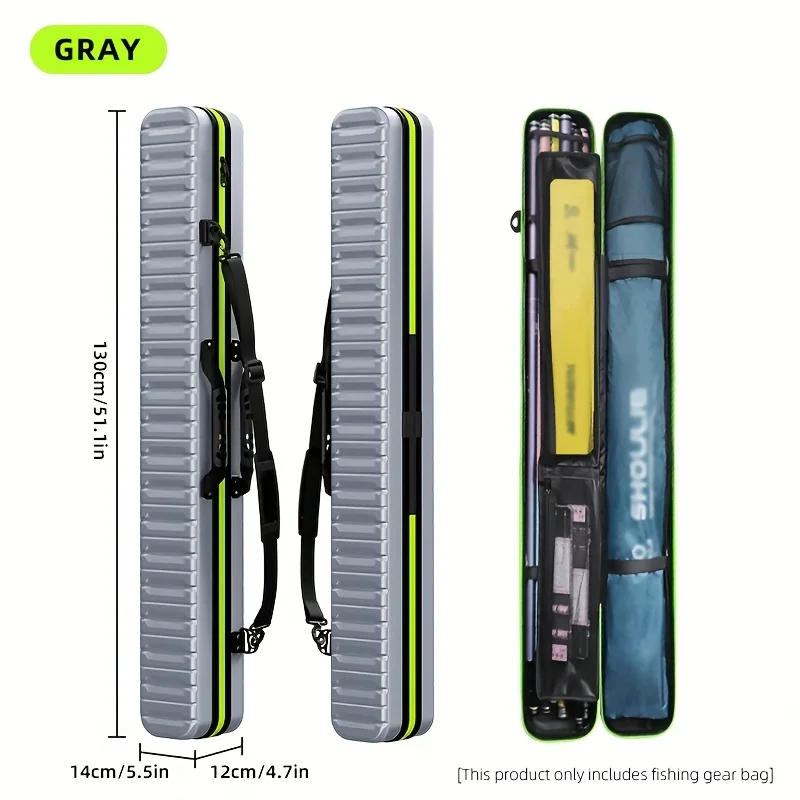 Description Picture 4 of item130cm Hard Shell Fishing Rod Bag PVC+ABS Wear-resistant, Durable and Waterproof Fishing Gear Bag Large Capacity Fishing Bag