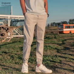 Yingjuelun Thin Summer 2023 New Casual Quick Drying And BreathaBle Cropped Pants For Men's Slim Fit Leggings