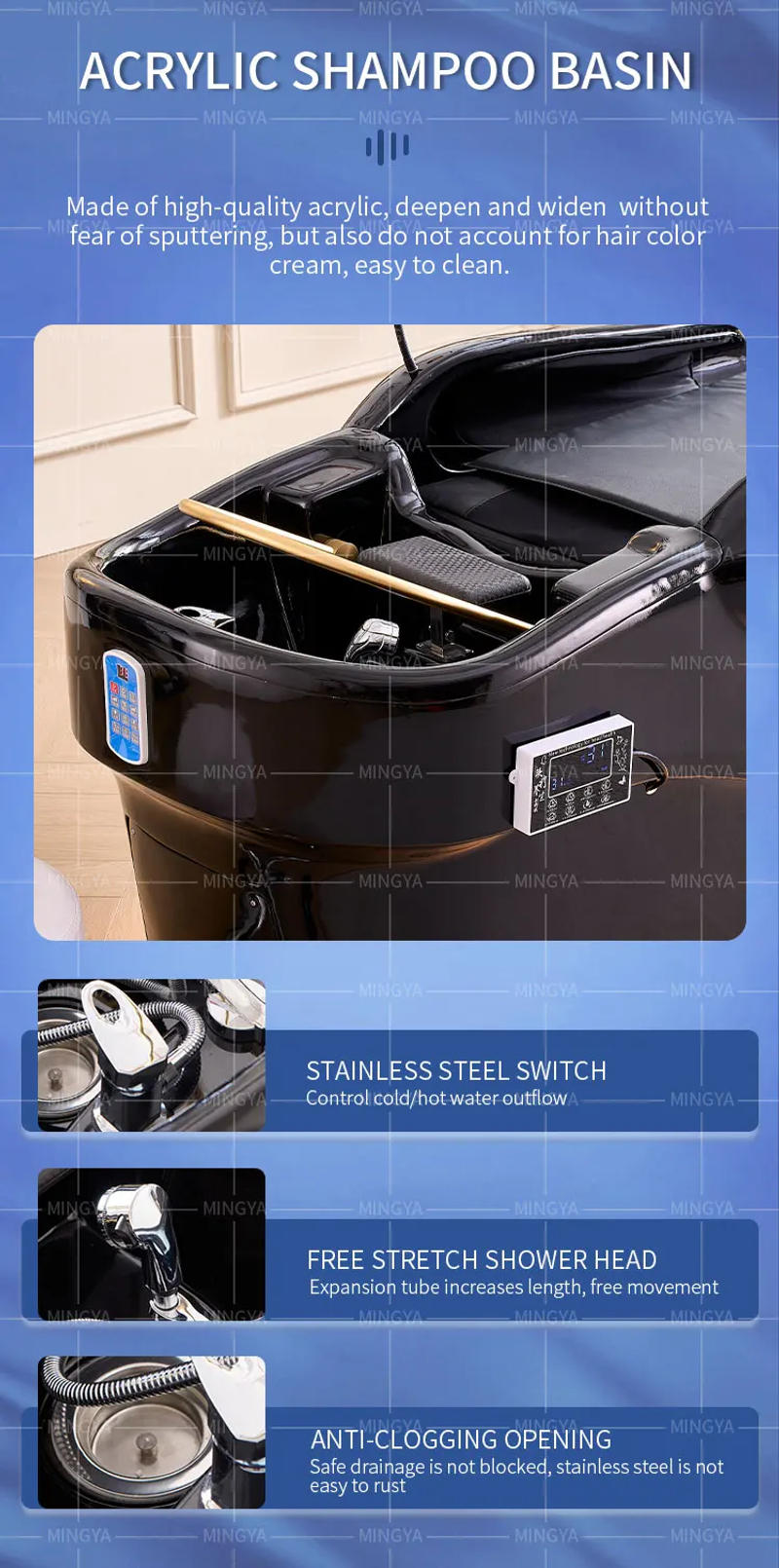 Description Picture 6 of itemCustomizable Salon Equipment Hair Washing Chair Smart Electric Massage Shampoo Bed