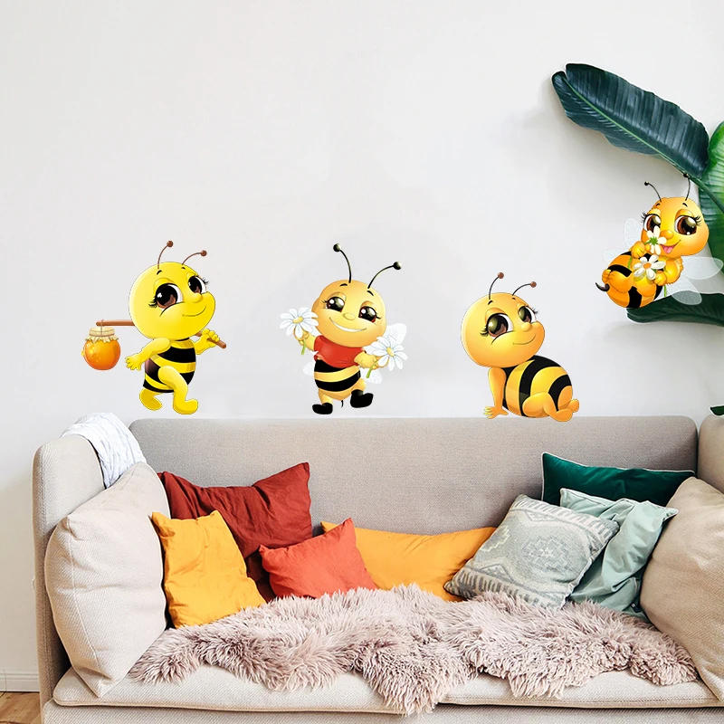 Description Picture 3 of itemT166# Cute little Bee Cartoon Insect Wall Sticker Children's Bedroom Decoration Sticker Toilet Refrigerator Car Sticker
