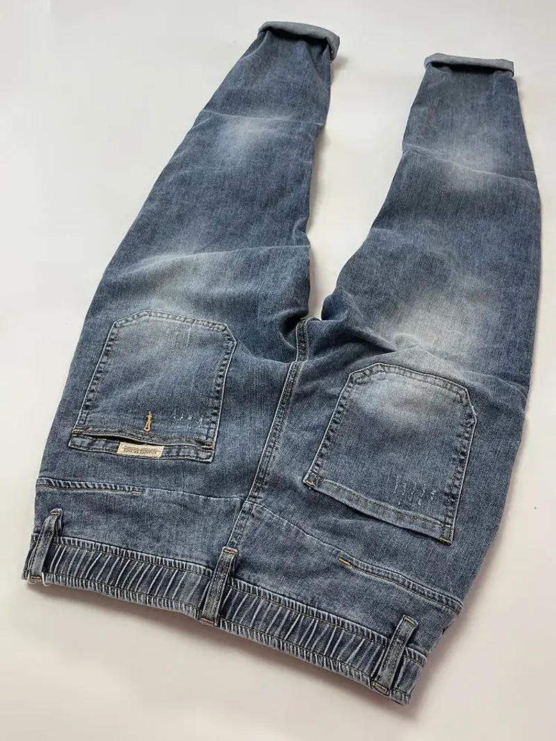 Description Picture 6 of itemSummer Thin Jeans Men's Clothing in Baggy Straight Pants Fashion Elastic Waist Cotton Casual Wide Denim Trousers Pencil Pants