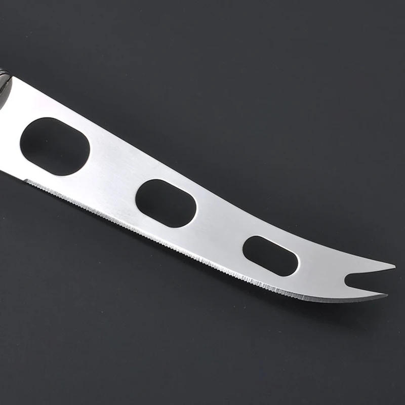 Description Picture 6 of item2Pcs 3-hole Cheese Knife Stainless Steel Multifunction Baking Tools Pizza Butter Cutter Round Handle Kitchen Accessories