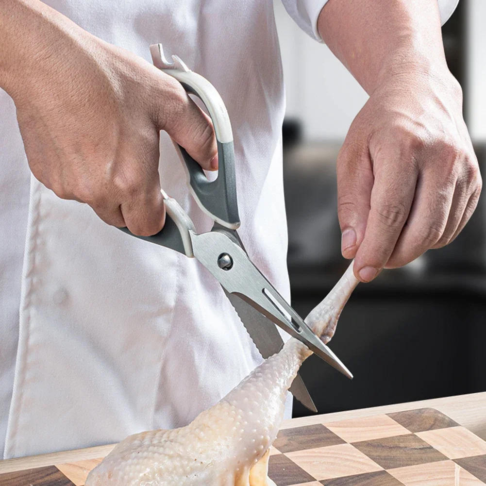 Description Picture 5 of item1pc Scissors Household Removable Chicken Bone Scissors Sharp Special Stainless Steel Barbecue Multi-purpose Food Scissors