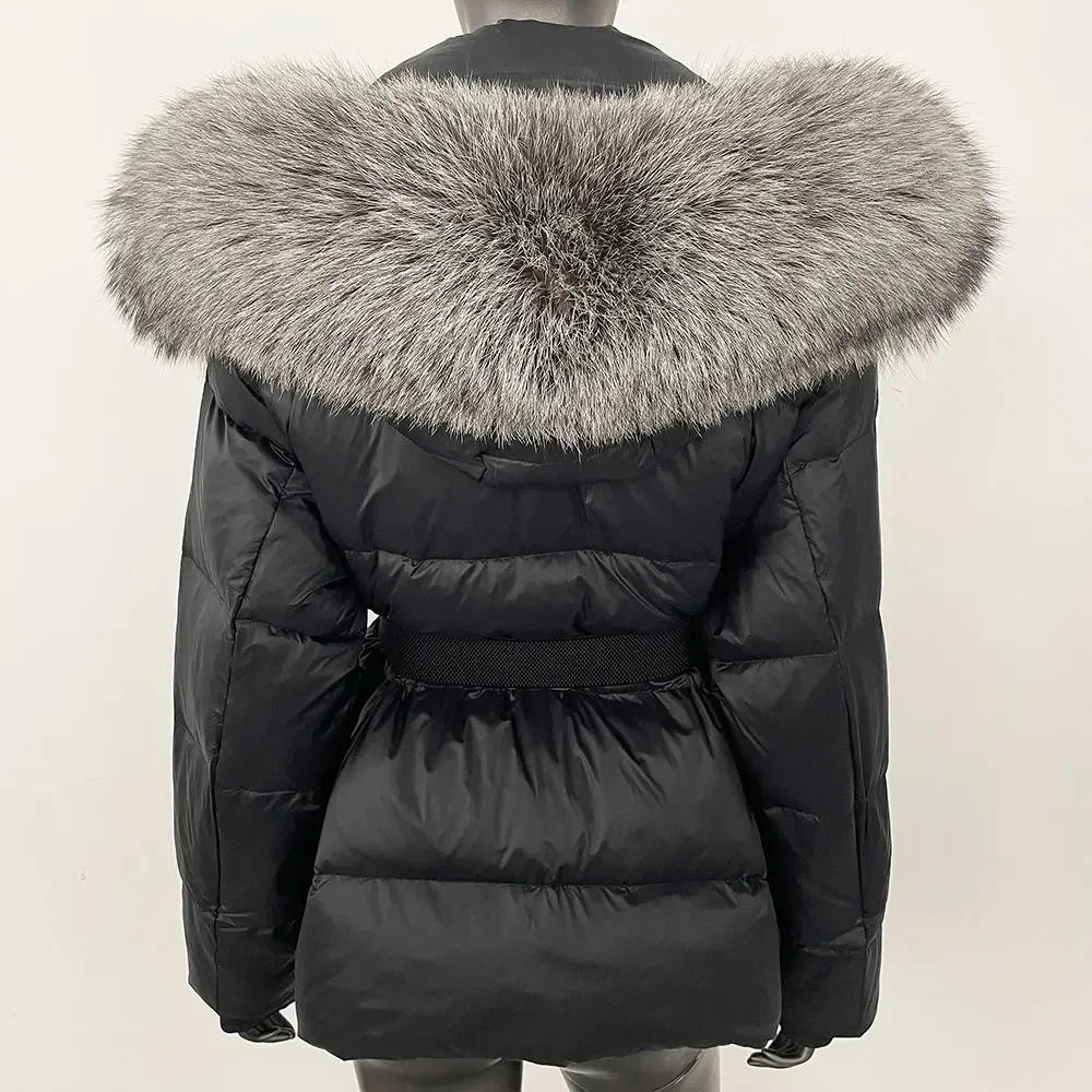 Description Picture 5 of itemMENINA 2024 Winter Women Coat Real Natural Fox Fur Collar Thick Warm Mid-length Jacket Hooded Detachable Outerwear Streetwear