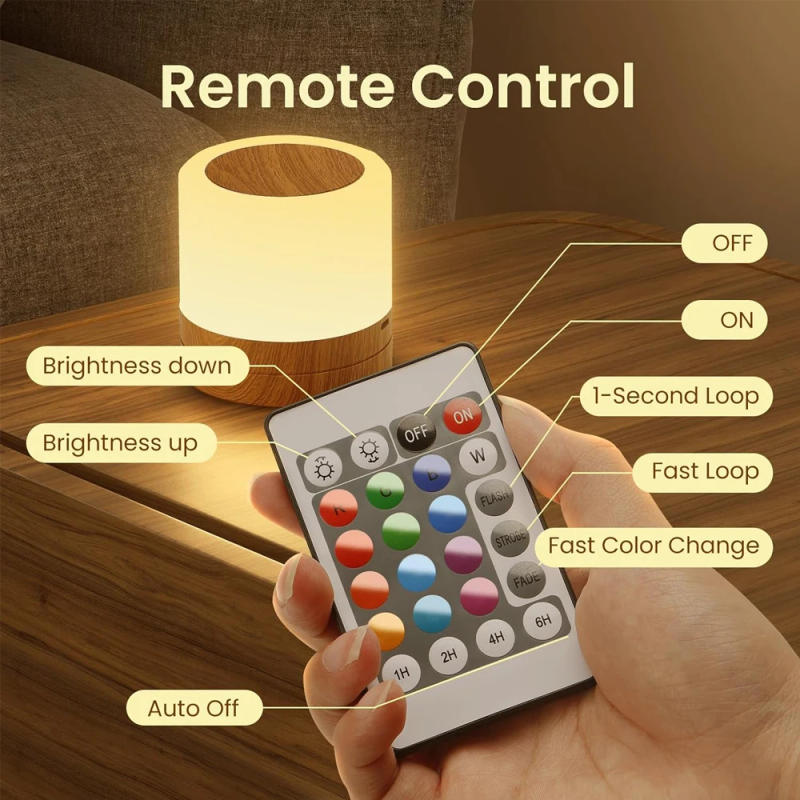 Description Picture 4 of itemNight Light with Remote Control Rechargeable Bedside Touch LED Lamp Dimmable Mini NightLights Portable Table Lamp for Bedrooms