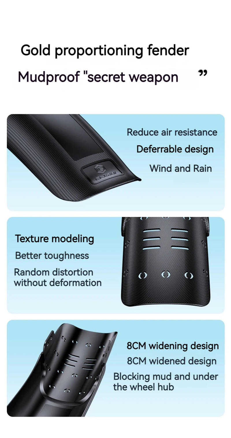 Description Picture 4 of itemENLEE Bike Mud Guard Bicycle Hard Shell Fenders Carbon Fiber Front/Rear Wheel Universal Mudguard MTB Bike Wings Mud Flaps Fender