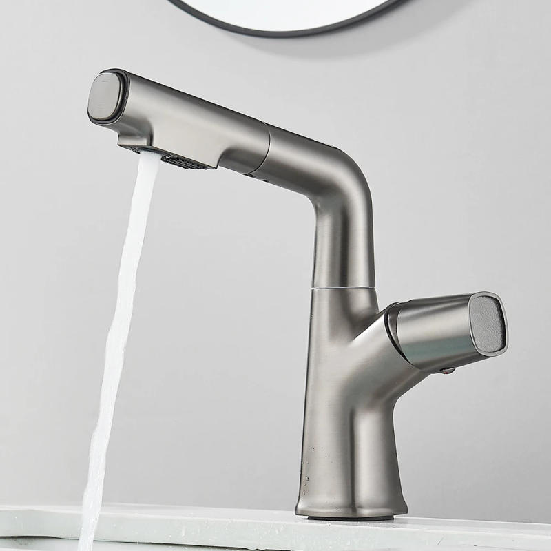 Description Picture 2 of itemBathroom Sink Faucet Lift Up Down Stream Sprayer Hot Cold Water Sink Mixer Wash Tap For Bathroom 360° Degree Rotation Tap