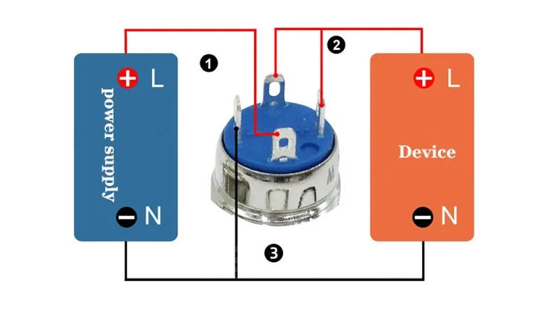 Description Picture 4 of item12/16/19/22mm Waterproof Metal Push Button Switch LED Light Momentary Latching Pc Power On off red green white yellow blueRing