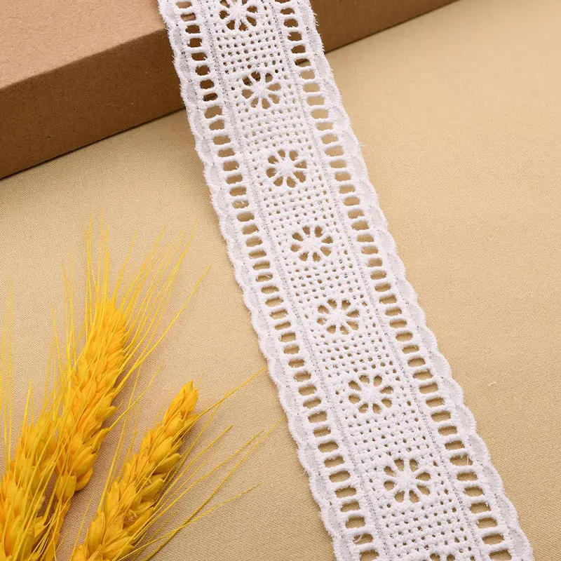 Description Picture 5 of item1 Meter Cotton Embroidery Lace Fabric Accessories 4.5cm Race Wedding Ribbon Dentelle Lace For Needlework Clothing  Trim
