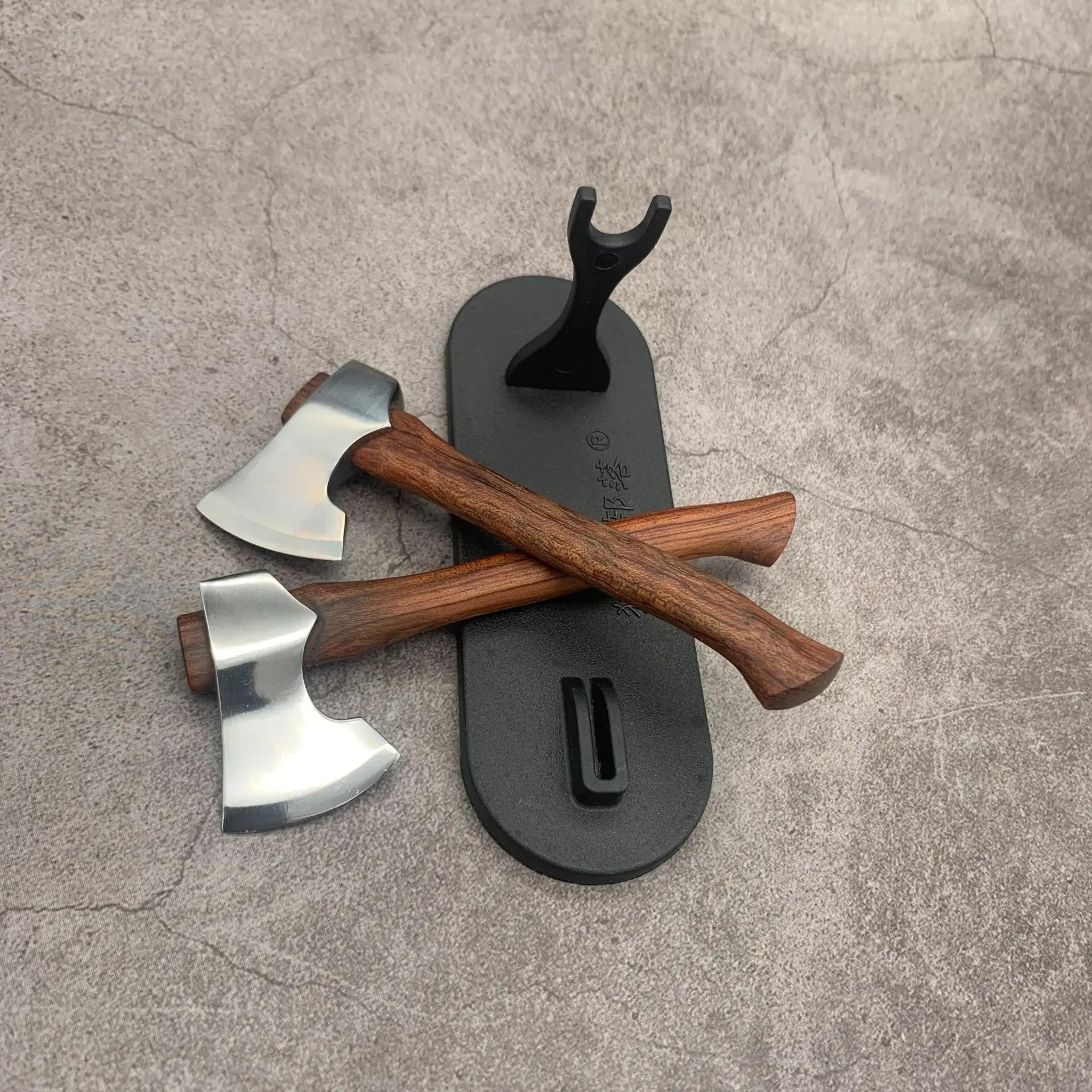 Description Picture 4 of itemStainless Steel Mini Sharp Axe Wood Handle  Fixed Blade EDC Knife Outdoor Camping Utility Pocket Knife Hand Tools for Survival