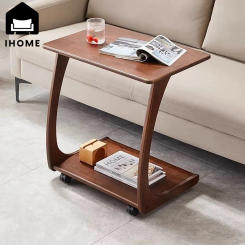IHOME Sofa Edge Adjustable 360 Degree Rotation Modern Minimalist Solid Wood Small Coffee Table Living Room Bedroom Table Comfort