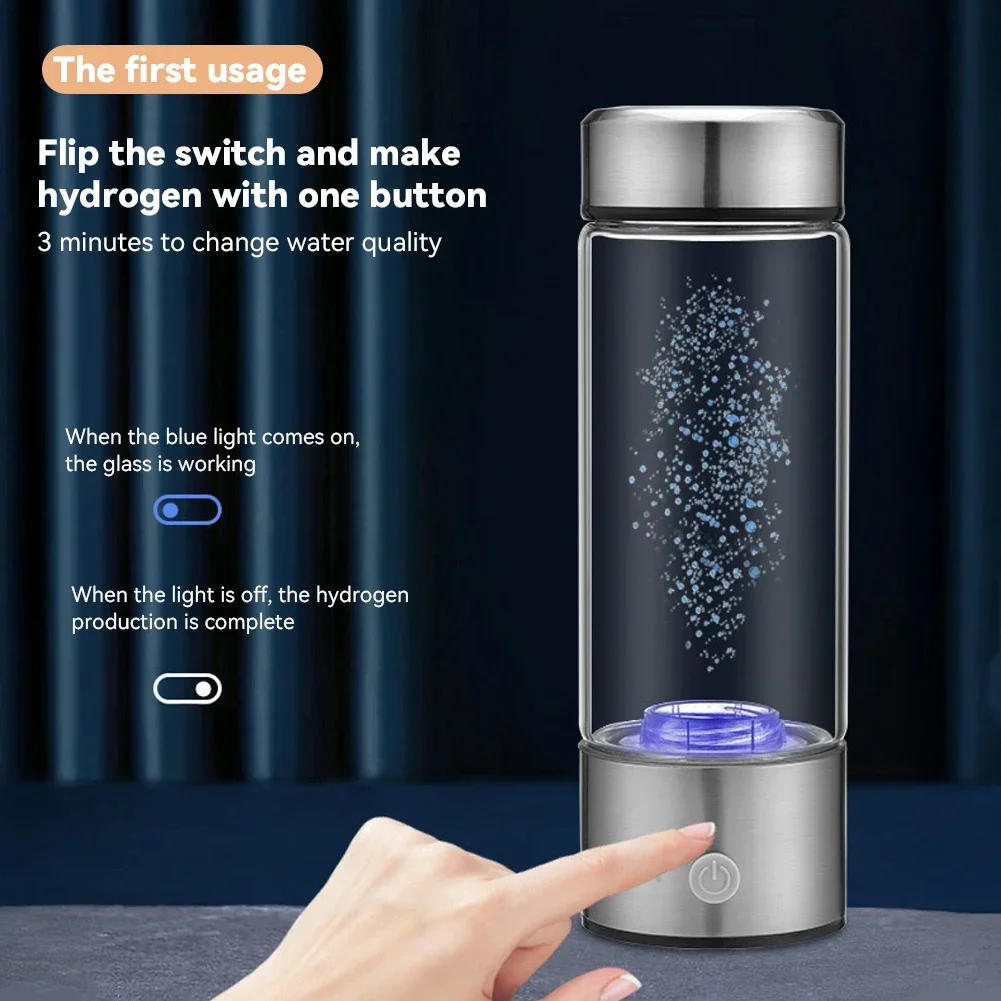 Description Picture 4 of item1Pc 2in1/3in1 450ml USB Charging Portable Hydrogen Water Generator 3 Minutes Mode High Concentration Hydrogen Water Generator