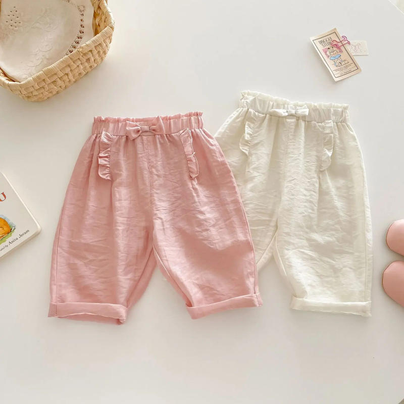 Description Picture 5 of itemGirls' Bow Mosquito Control Pants 2025 Summer New Style Baby Solid Color Casual Pants Thin Children's Sweetness