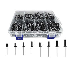 600PC Rivets Blind Rivets Assortment Kit 8 Sizes Black (1/8In X 1/4In,5/16In,3/8In,1/2In,3/16In X 5/16In,3/8In, 1/2In,5/8In)