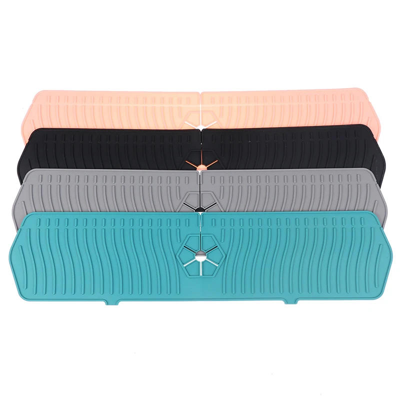 Description Picture 2 of itemSilicone Faucet Mat Faucet Water Catcher Mat Kitchen Faucet Sink Splash Guard Sink Draining Pad Behind Faucet Drip Protector