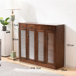 European style solid wood shoe cabinet large capacity storage breathable foyer storage simple double door pure log cabinet home