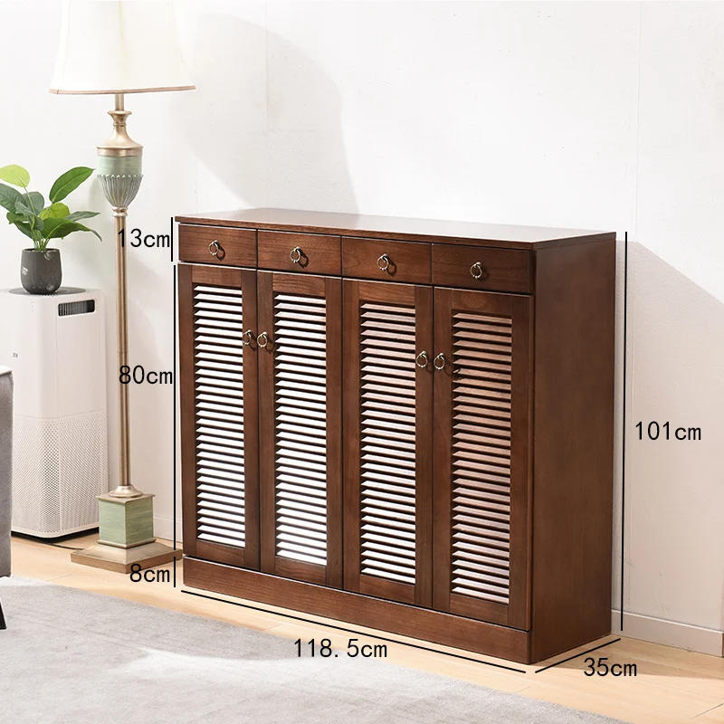 Description Picture 6 of itemEuropean style solid wood shoe cabinet large capacity storage breathable foyer storage simple double door pure log cabinet home