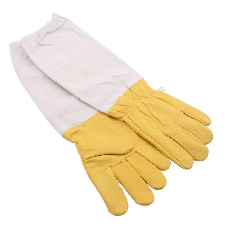 Description Picture 2 of item1Pair Soft Hand, Straight Thumb Beekeeper Beekeeping Bee Keeping Gloves Goatskin With Vented Long Sleeves