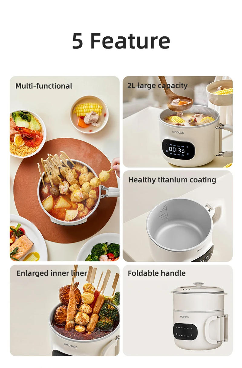 Description Picture 3 of item2.0L Electric Rice Cooker Smart Cooking Pot Multicooker Lunch Box Rice Cookers Dormitory Hot Pot Non-stick Electric Skillet 220V