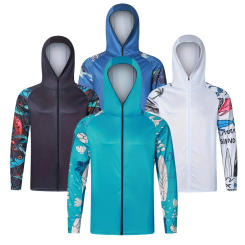 Anti-UV UPF 50+ jacket Hiking Fishing Wear Zipper Hooded Jersey Long sleeved quick drying Fishing Clothes
