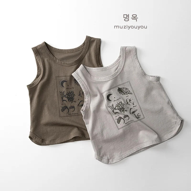 Description Picture 6 of itemChildren's Vest 2025 Summer New Item for Boys and Girls Korean Version Sleeveless Loose T-shirt Children's Clothing Clothing