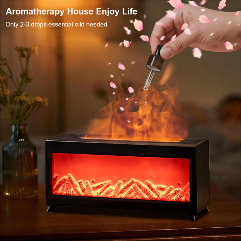 Description Picture 6 of itemFlame Aroma Humidifier Fragrance Air Essential Oil Diffuser Fire Aromatherapy Mist Maker RGB Perfume Air Humidifier For Home