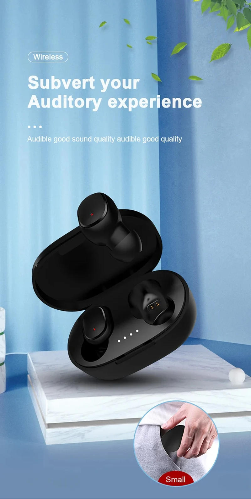 Description Picture 2 of itemA6S TWS Bluetooth Headset In-ear Wireless Earphones Bluetooth Sport Headphones Stereo Surround Earbuds for Xiaomi Huawei iPhone