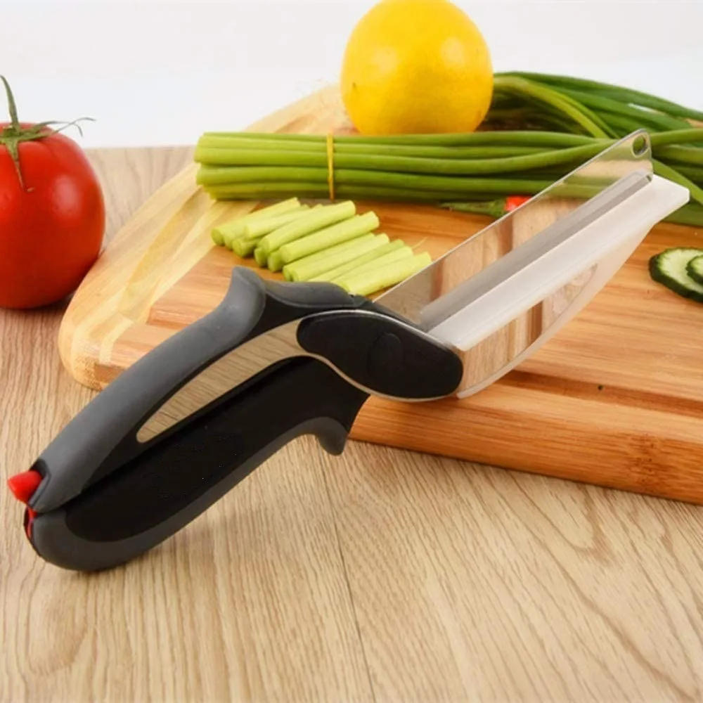 Description Picture 2 of itemDobeli Separable Stainless Steel Barbecue Steak Cutting Shear Household Vegetable Scissors 2 In 1 Multi Kitchen Tool Fruit Knife