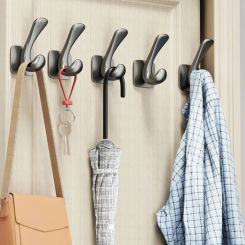 YUN JIE YA Space Aluminum Kitchen Bathroom Clothes Storage Rack Hook Door Wall Hanging Household Accessories