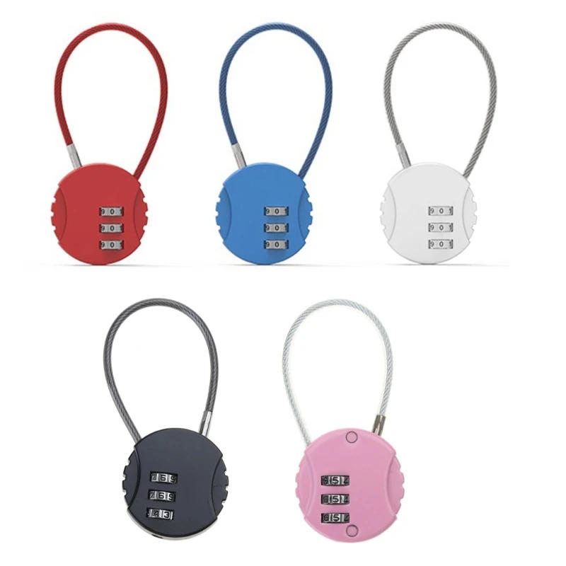 Description Picture 2 of item3-digit Travel Combination Lock Zinc Alloy Cable Padlock Backpacks Security Lock Dropshipping