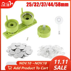 25/32/37/44/58mm Button Maker Machine Mold with 100Set Button Parts + Circle Cutter for Pin Badge Press Maker Machine DIY Making