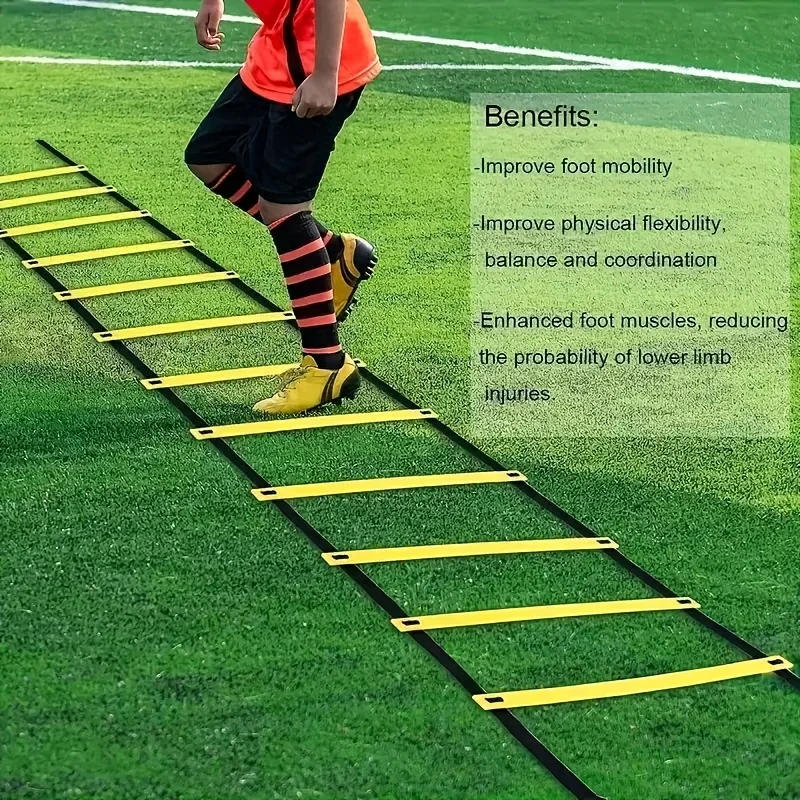 Description Picture 5 of item1 Set Soccer Training Agility Ladder Set, Logo Disks, Resistance Umbrella, Spikes, Obstacles Speed Awareness Training
