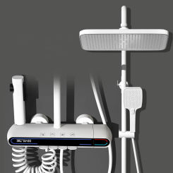 Brass Gtay Digital thermostatic shower faucet Wall Mount Bathtub Faucet Set Rainfall Shower Head Handheld Piano Mixer Taps White