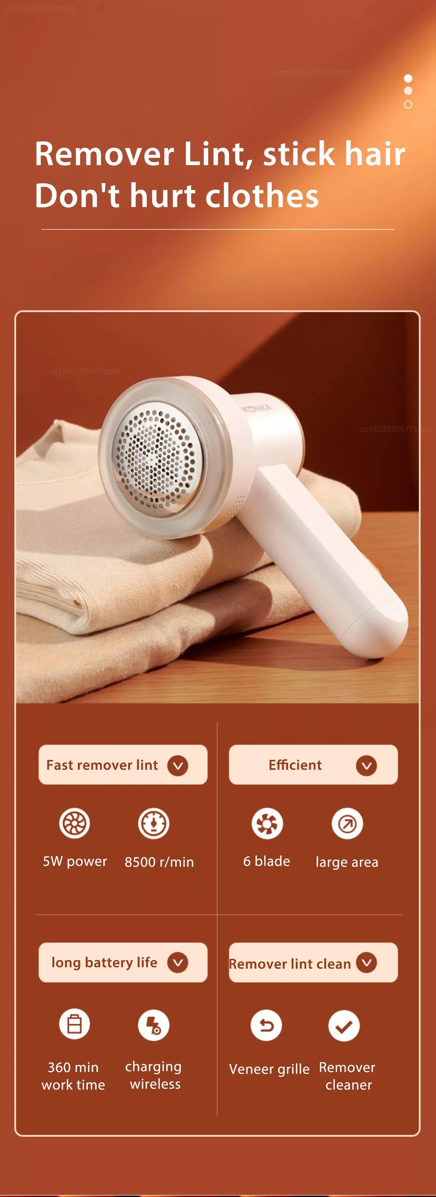 Description Picture 2 of itemIconic Brand Mi Portable Electric Lint Remover for Clothing fuzz Fabric Shaver Removes Lint Trimmer Sweater Shaver Lint Pellet Machine