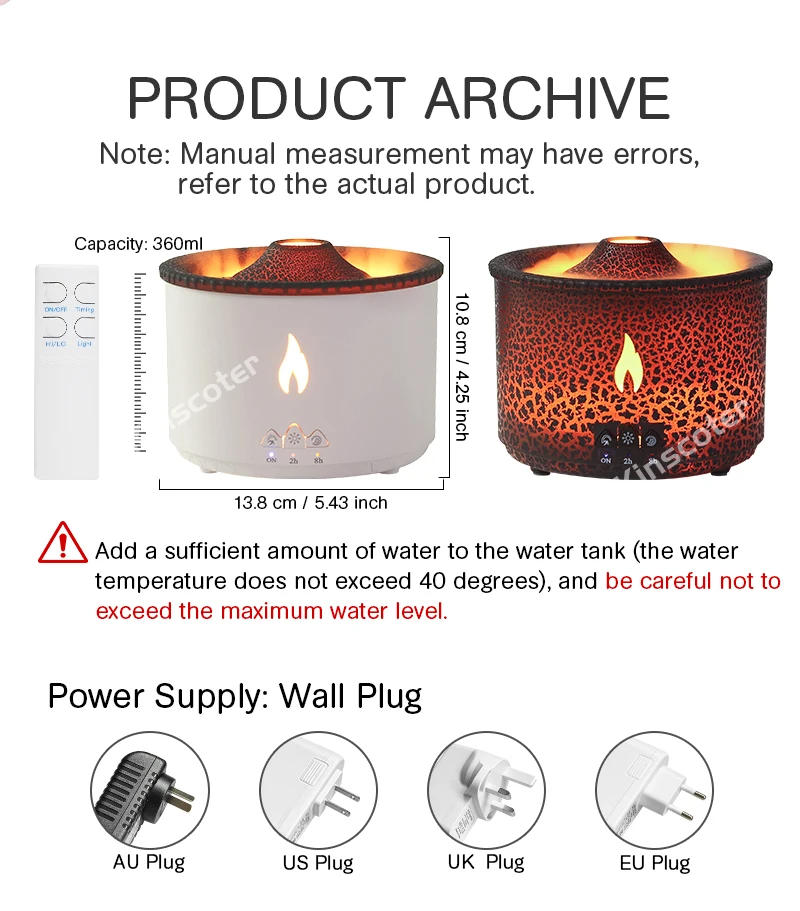 Description Picture 2 of itemKINSCOTER Volcano Flame Aroma Diffuser Jellyfish Smoke Ring Air Humidifier 360ml Aromatherapy Essential Oil Diffuser Cool Gift
