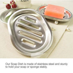 Stainless Steel Soap Dish Rustproof Soap Dish Tray Metal Practical Draining Soap Holder Bar Soap Tray For Kitchen Shower Sinks