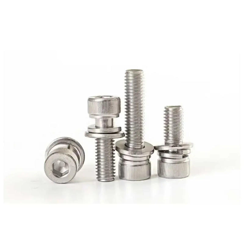 Description Picture 6 of item304 stainless steel hexagonal triple combination screw/cylindrical head flat washer spring washer combination bolt M3M4M5M6