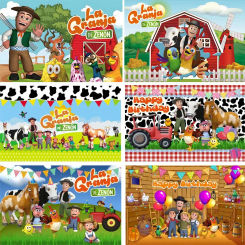 Green Grass Farm Theme Party Background Custom Decorate La Granja De Zenon Backdro Photo Backdrop Kids 1st Birthday Baby Shower