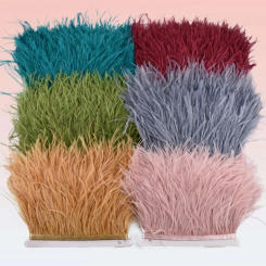 10Meters Ostrich Feathers on Ribbon Tape 10-15CM Feather Trim Boa Clothes Dress Sewing Artificial Decorations White Fringe Skirt