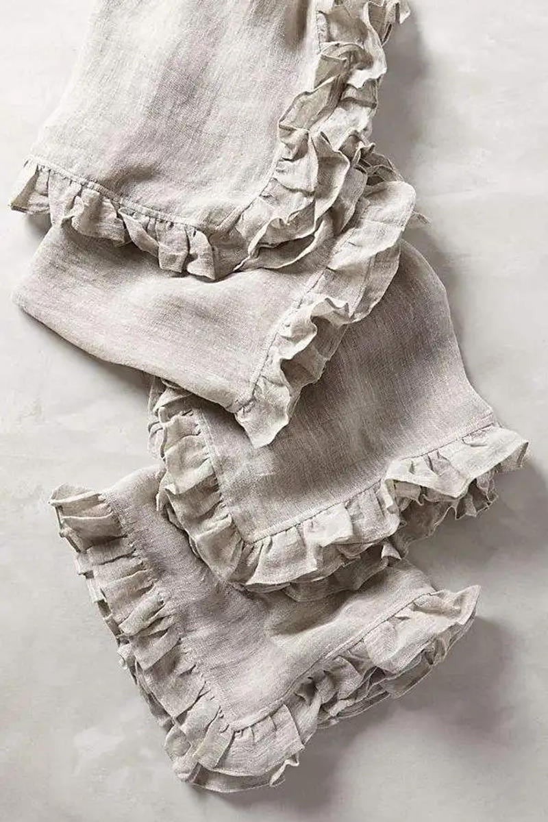 Description Picture 3 of itemRuffle Edge Pure Linen Classical Home Table Napkin,100% Linen Flounce Napkins,Restaurant Wedding Dinner Solid Color Cloth